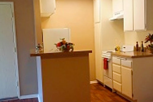 Kitchen with tan countertops, Island countertop
