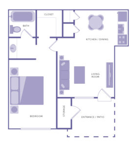 1 bedroom 1 bath Floor plan